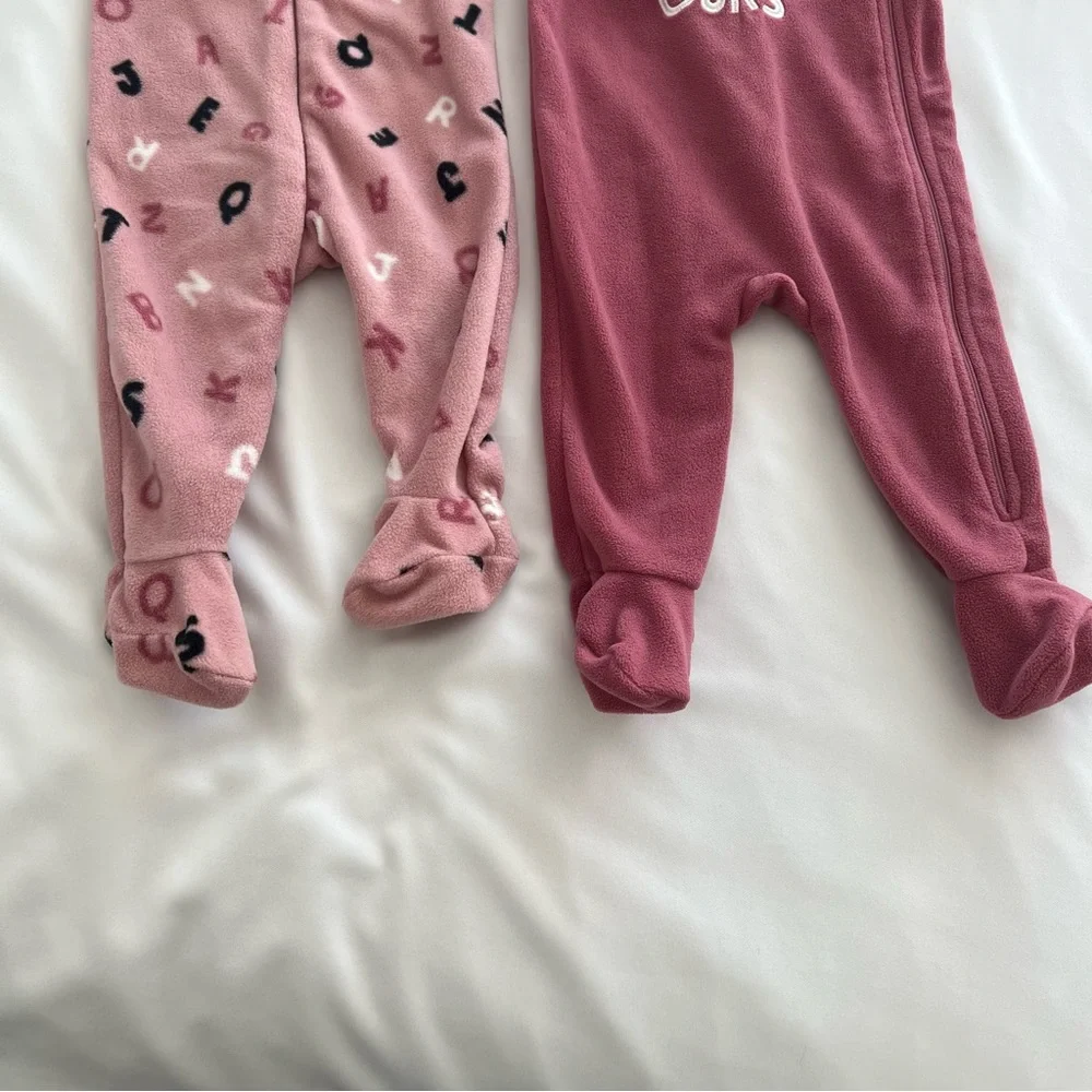 PL Baby by Petit Lem Pajamas Micropolar ‎ Sleepers, 2-Pack 9Months